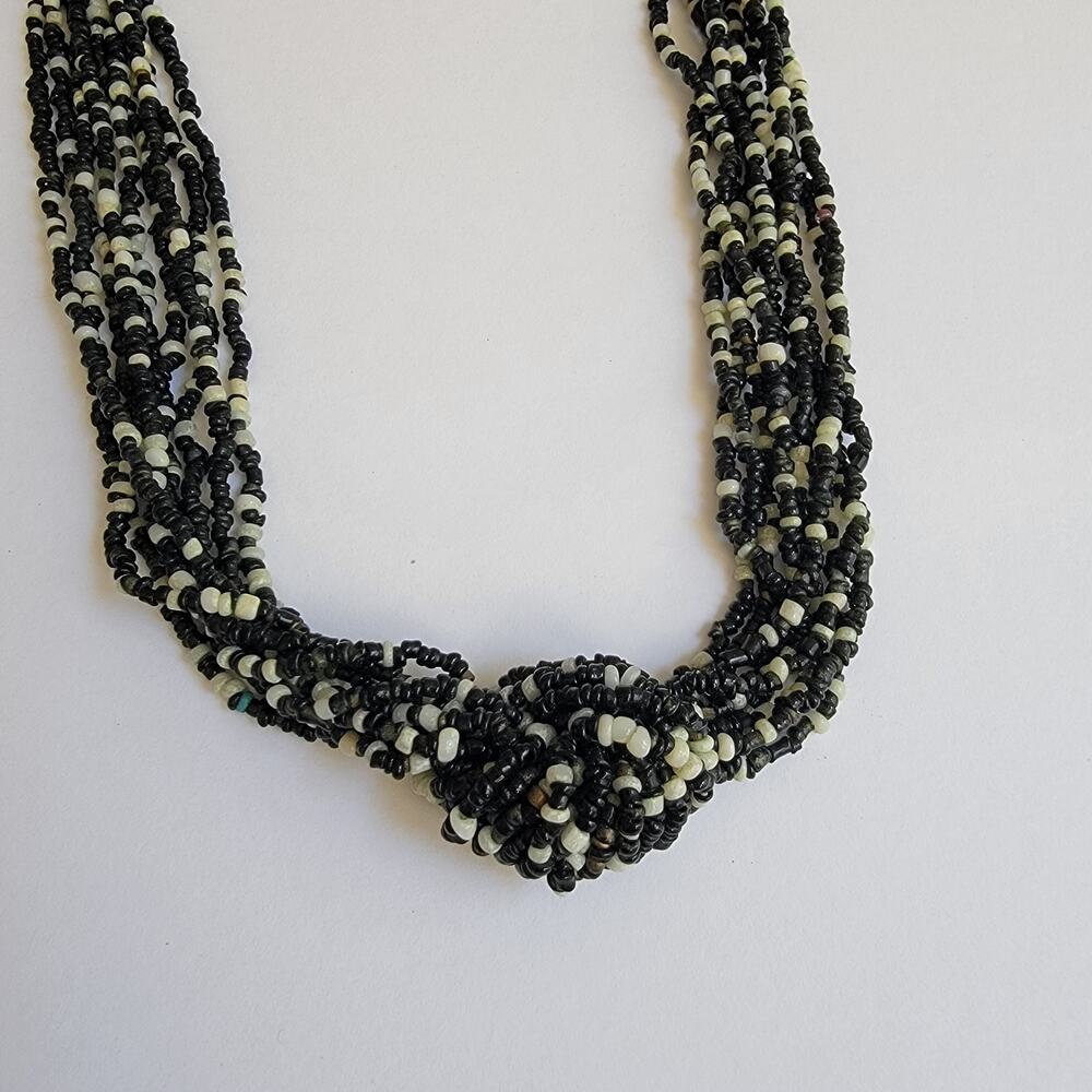 Multi-Layer Monochrome Bib Knot Statement Necklace - image 5